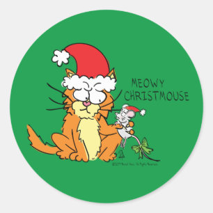 Adesivo Rato de Cartoon de Natal Engraçado