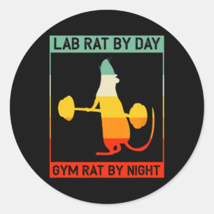 Adesivo Rato de Laboratório de Fisiculturismo Retro de Dia