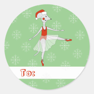 Adesivo Rato de Natal com Balé ilustrado Flocos de Neve V