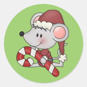 Adesivo Rato do Natal com bastão de doces