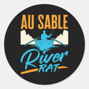 Adesivo Rato do Rio Au Sable Caiaque Canoagem Pesca Barco