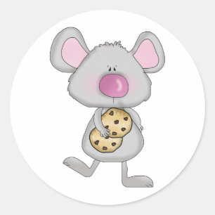 Adesivo rato fofo e adorável com biscoitos de chocolate