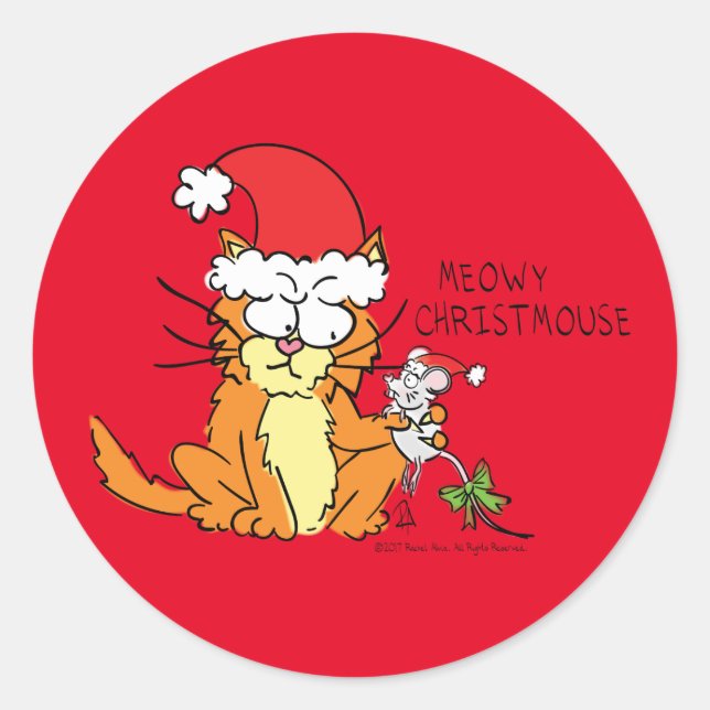Adesivo Rato Gato de Cartografia de Natal Engraçado (Frente)