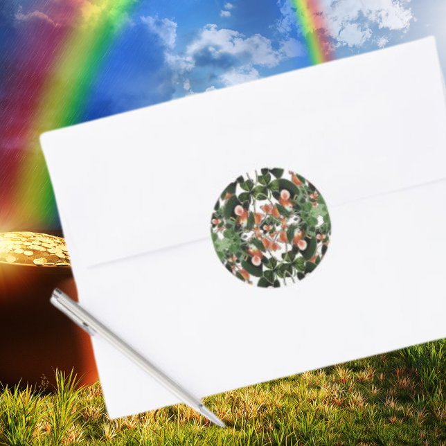 Adesivo Rato irlandês Caleidoscópio Duas Ruas. Dia de Patr (Irish Mouse Kaleidoscope Two St. Patrick's Day Classic Round Sticker)