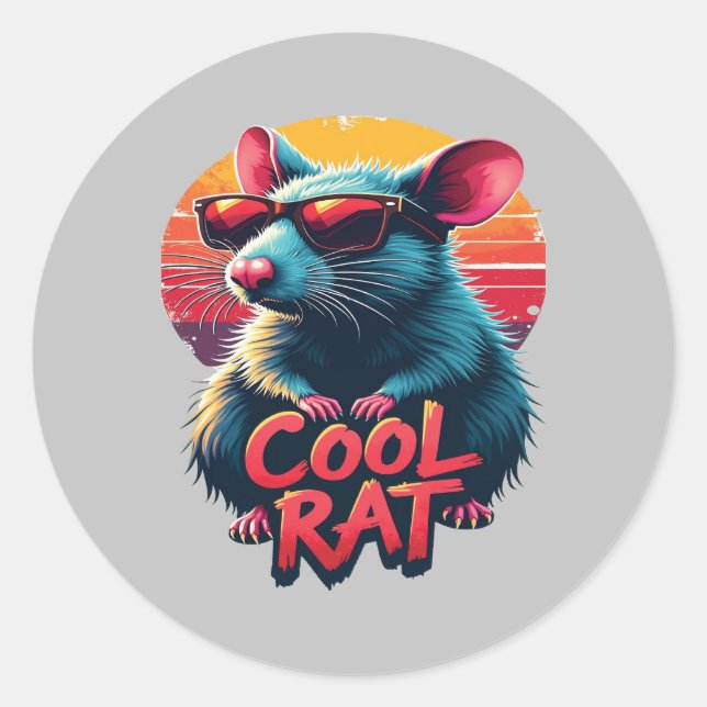 Adesivo Rato legal com óculos de sol Design retrosolar (Frente)