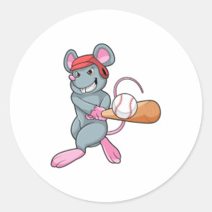 Adesivo Rato no Baseball com o bastão de beisebol e o capa