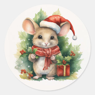 Adesivo Rato Vermelho Chapéu de Papai Noel Festa de Natal 