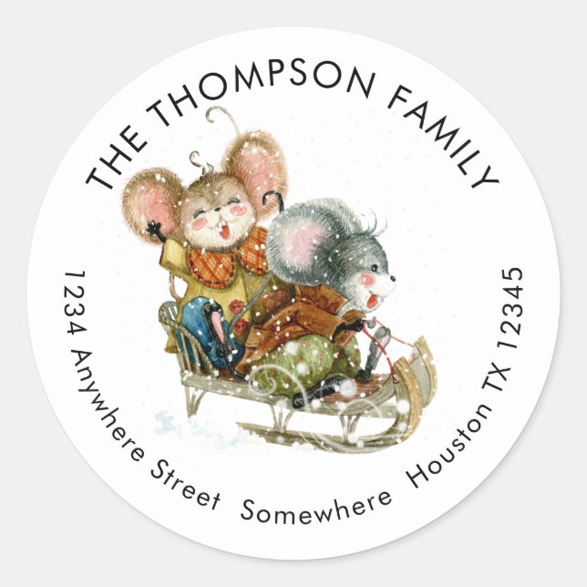 Adesivo Ratos Diversos Nome Sleigh Endereço de devolução (Frente)