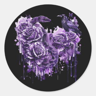 Adesivo Raven Cobra Rosas Gótica Steampunk Biker Heart-sha