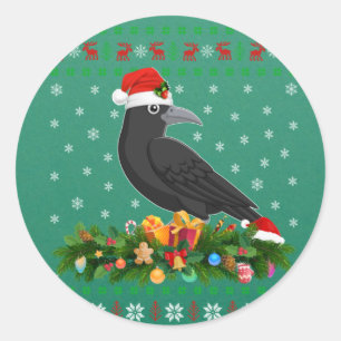 Adesivo Raven Crow Bird Lover Xmas Santa Hat Ugly Crow