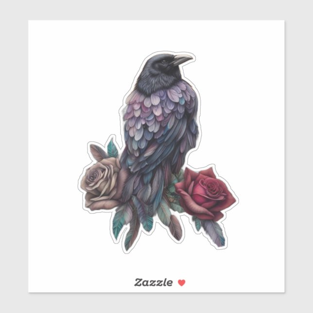 Adesivo Raven e Rosas Lindas  (Folha)