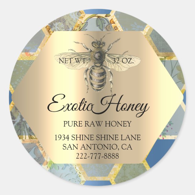 Adesivo Raw Honey Jar Honeybee Honeycomb Abelhas Apiary Bl (Frente)