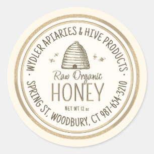 Adesivo Raw Organic Honey Dourado Grunge Border Skep and B