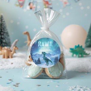Adesivo RAWR debaixo das luzes dinossauro de inverno