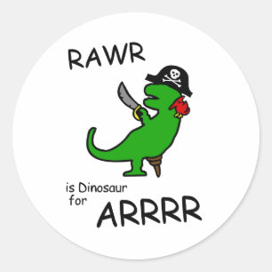 Adesivo RAWR é Dinossauro para ARRR (Dinossauro Pirata)
