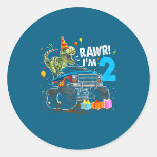 Adesivo Rawr Eu Estou No Meu 2º Aniversário T Rex Dinossau