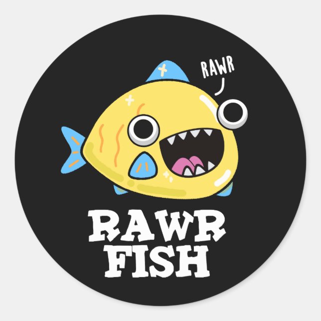 Adesivo Rawr Fish Funny Animal Pun Dark BG (Frente)