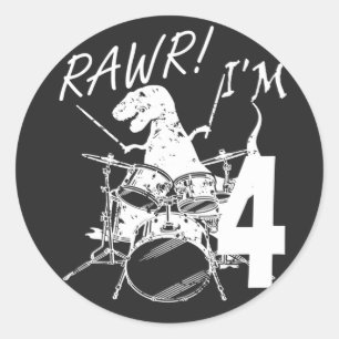 Adesivo Rawr I'm 4 4º aniversário Dinossauro