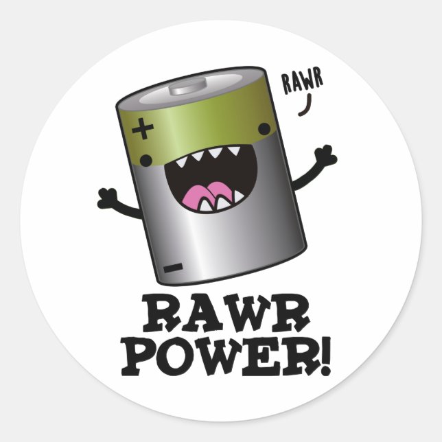 Adesivo Rawr Power Funny Battery Pun (Frente)