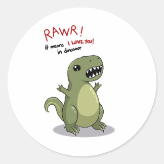 Adesivo Rawr quer dizer que te amo no Dinossauro