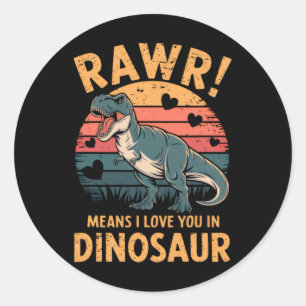 Adesivo Rawr Significa Que Eu Te Amo Em Dinossauro Vintage