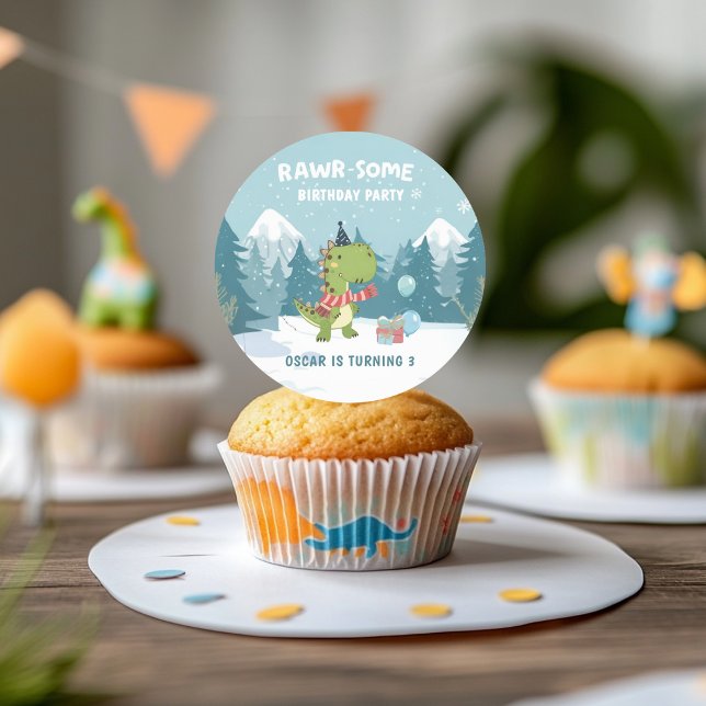 Adesivo RAWR-Some Dinossaur Winter Birday (Criador carregado)