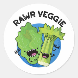 Adesivo Rawr Veggie Funny Comida Pun