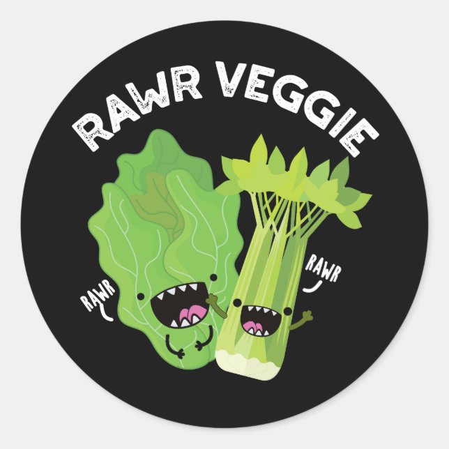 Adesivo Rawr Veggie Funny Comida Pun Dark BG (Frente)