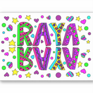 Adesivo Raya, o nome Raya Hand desenhou Estilo Whimsical