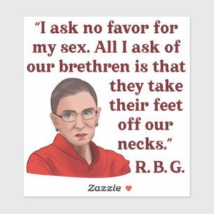Adesivo RBG Ruth Bader Ginsburg cita Mulheres Feministas D