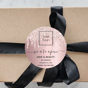 Adesivo Reabertura do logotipo beleza capilar salão rosa 