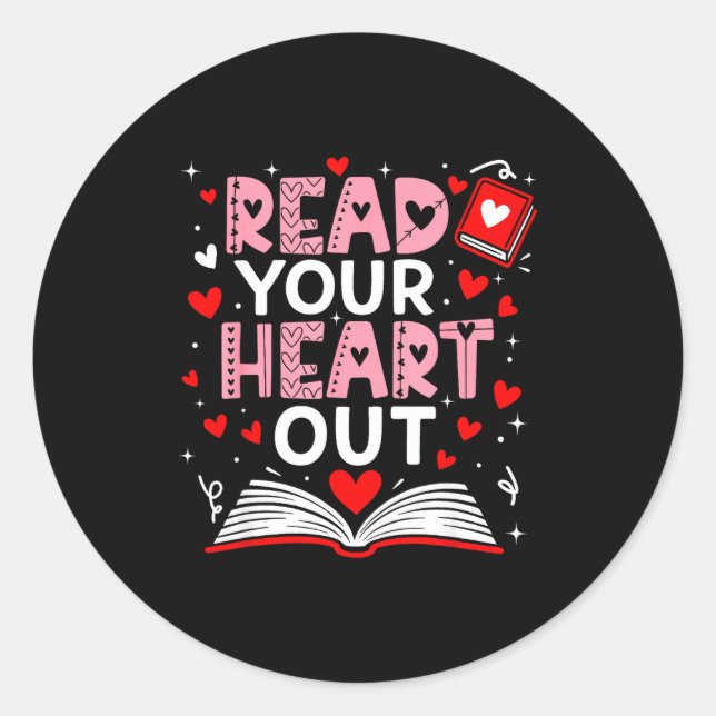 Adesivo Read Your Heart Out Valentine Reading Book Girl Ki (Frente)