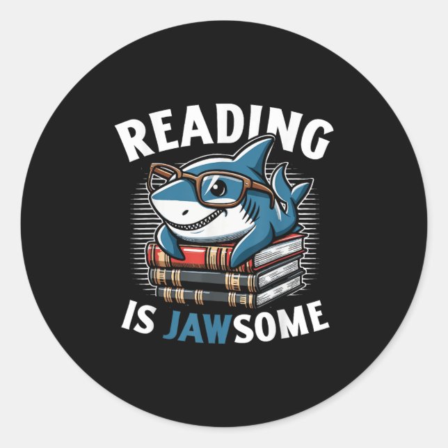 Adesivo Reading Is Jawsome Shark Books Bookworm Reader  (Frente)