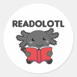Adesivo Readolotl Um Axolotl Que Lê Muitos Livros Clássico