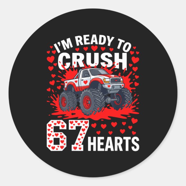 Adesivo Ready To Crush 67 Hearts Monster Truck Valentines  (Frente)