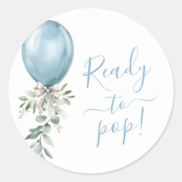 Adesivo Ready To Pop Blue Balloon Bow Greenery Baby Shower