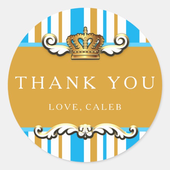 Adesivo Real Azul e Dourada Coroa do Partido Príncipe Favo (Frente)