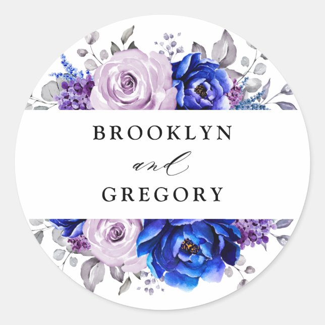 Adesivo Real Blue Lilac Purple Envelope Floral Clássico Ro (Frente)