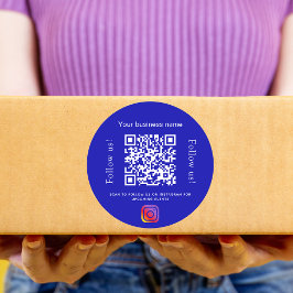 Adesivo Real blue white business name qr code instagram
