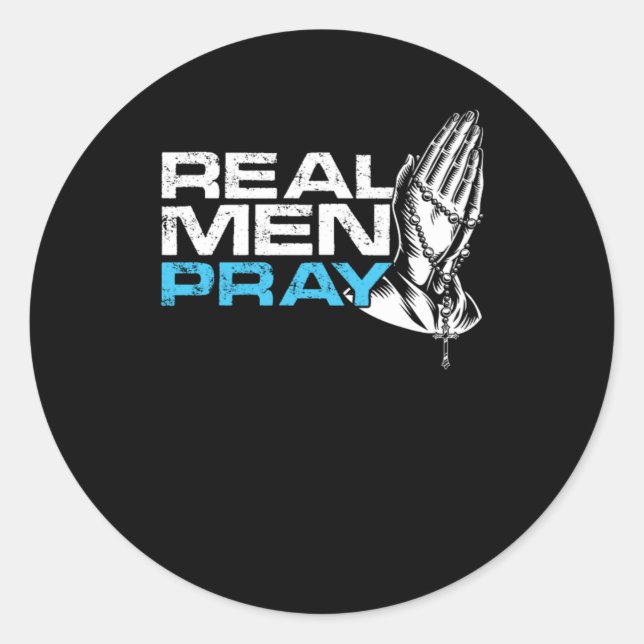 Adesivo Real Men Pray Prayer Religion Faith Church God Gif (Frente)