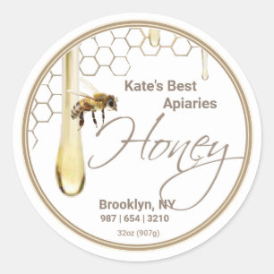 Adesivo Realista Bee Honeycomb Mel branco
