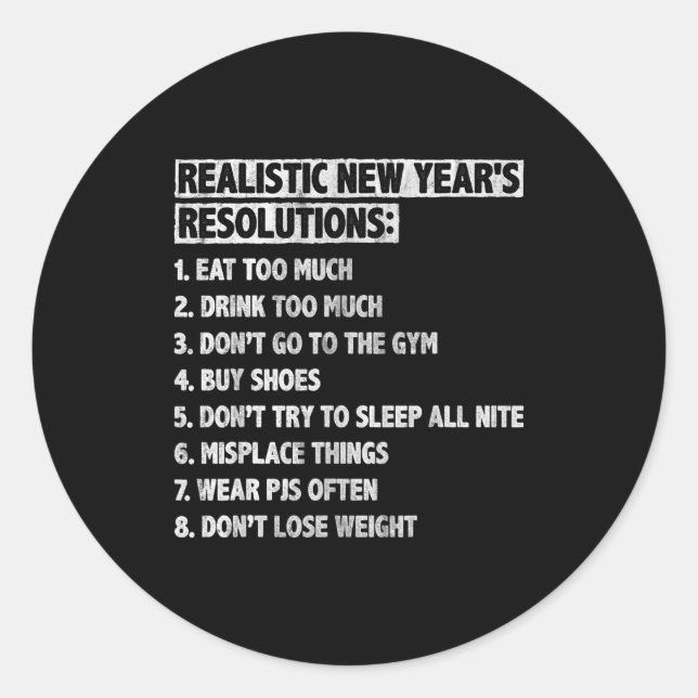 Adesivo Realistic New Year's Resolutions Sayings Quote Fun (Frente)
