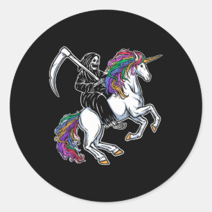 Adesivo Reaper Riding Unicorn Rainbow Skeleton Halloween