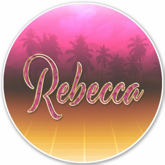 Adesivo Rebecca Vorname Name golden pink Aufkleber Sticker (Frente)