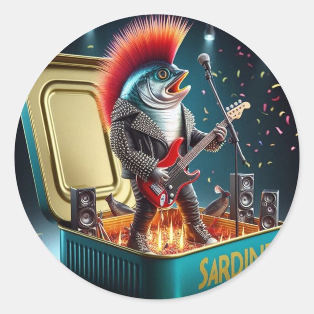 Adesivo  Rebel Sardine Punk Rock Attitude Crazy Style (Frente)