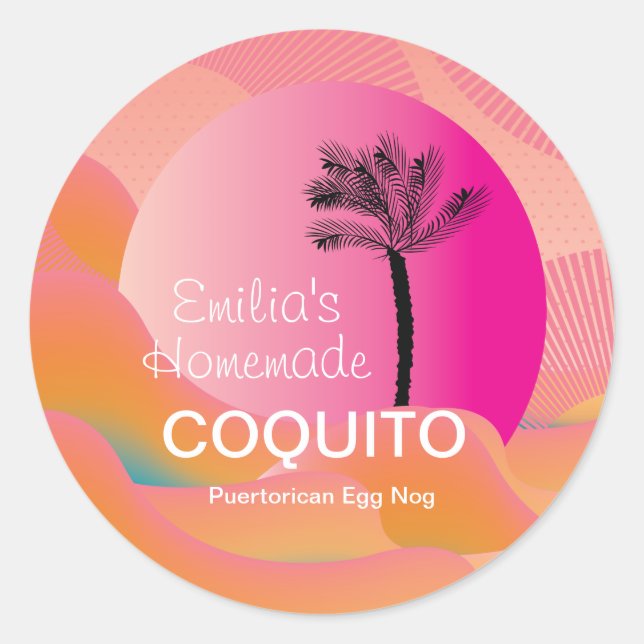 Adesivo Receita Caseira de Coquito Rosa Bebida (Frente)