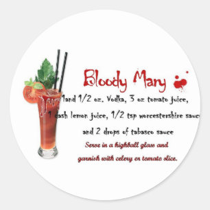Adesivo Receita da bebida do Bloody Mary