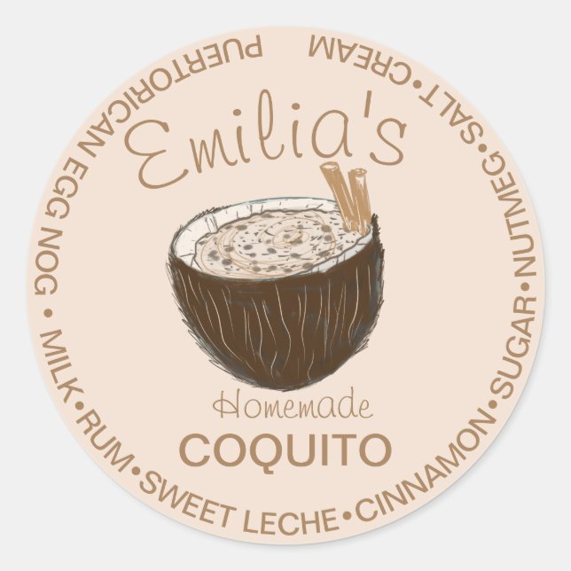 Adesivo Receita de Coquito Bebida de Coco Ingrediente Dese (Frente)