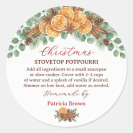 Adesivo Receita de Potpourri de Natal Caseiro para Fogão
