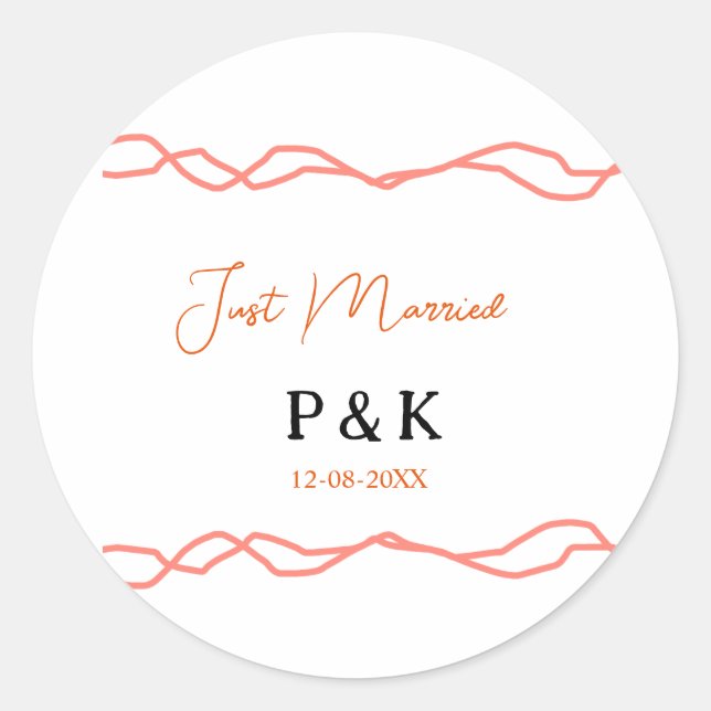 Adesivo Recem casados adicionar nome do casal data red vin (Frente)